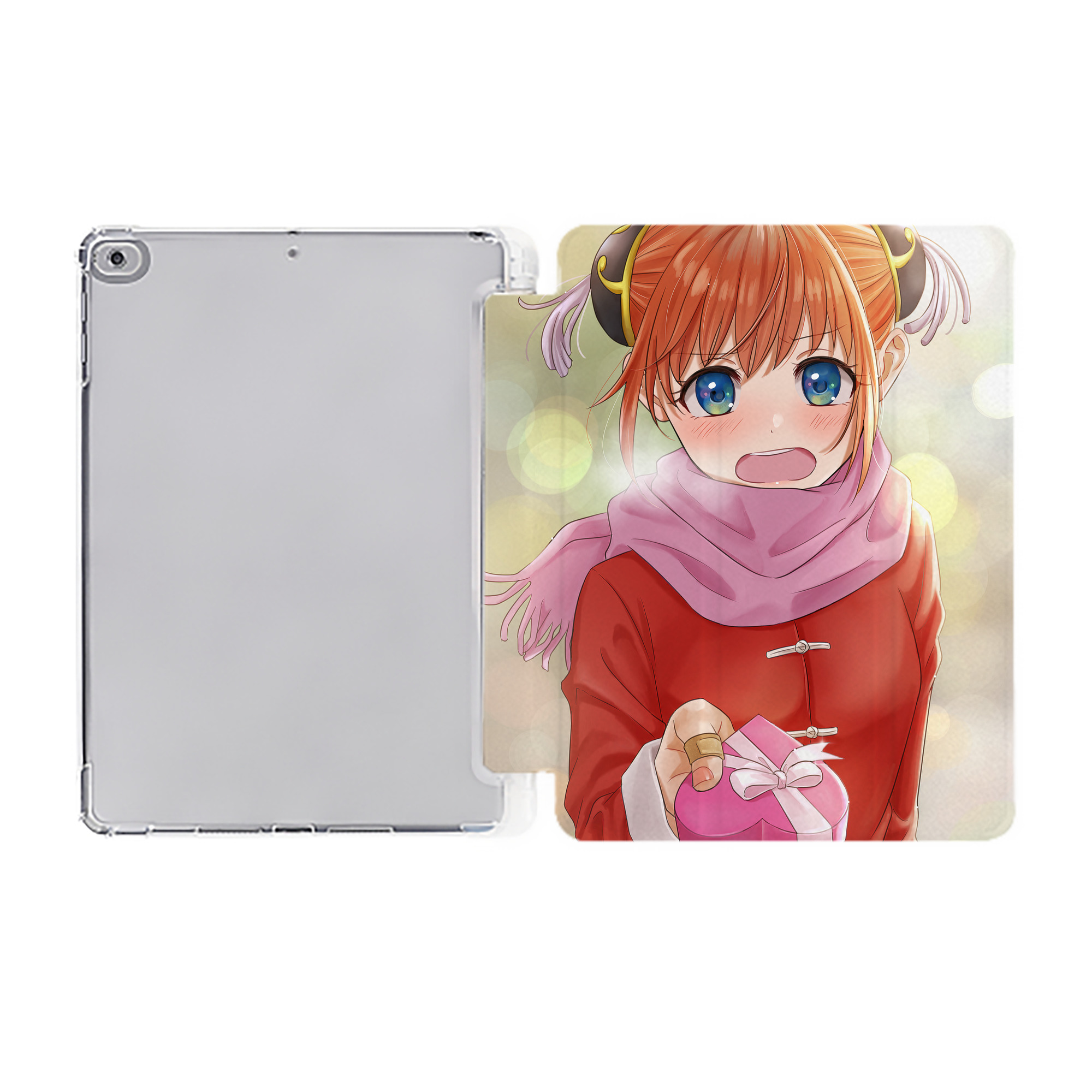 ぎんたま 坂田銀時（さかたぎんとき） 神楽 志村新八（しむら しんぱち） GINTAMA Sakata Gintoki Kagura Shimura Shinpachi IPad ケース ペン収納付き 三つ折りスタンド PUレザー×シリコン 対応機種9.5/10.5/10.9インチ